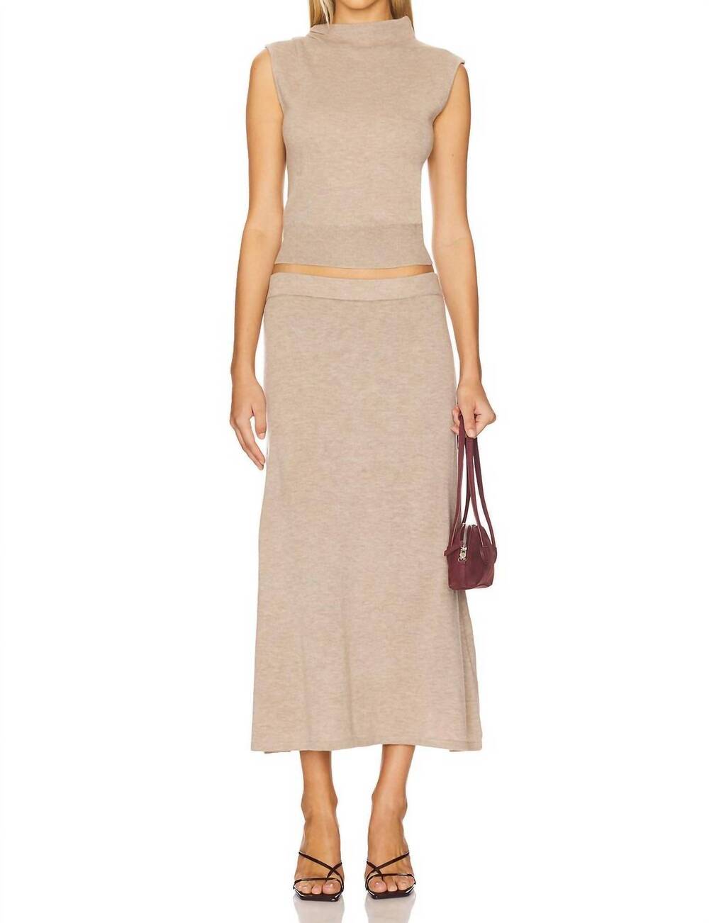 NEW ASTR deora sweater skirt in taupe